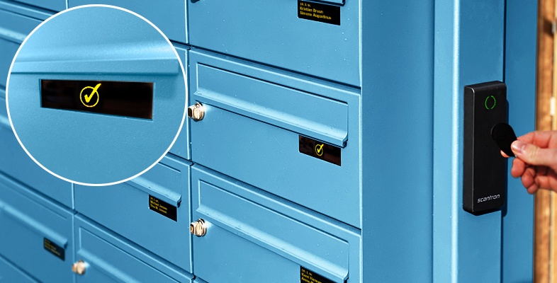 Adgangskontrolsystem til postkasse, scan af brik giver adgang